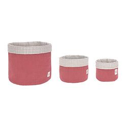 LÄSSIG Opbergmandset 3 stuks van Muslin biologisch katoen/Storage Basket Set 3 stuks Muslin, rood