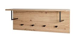 HAKU Möbel Wieszak ścienny, MDF, dąb, czarny, szer. 80 x gł. 20 x wys. 30 cm