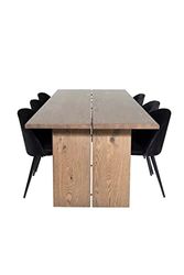 Venture Home Logger & Velvet Table à Manger avec Chaises, Noir/Naturel, 210 x 100 x 75 cm