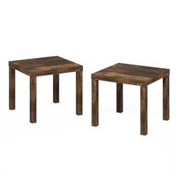 Furinno Table d’Appoint Carrée Classique Homey, Lot de 2, Pin Ambré
