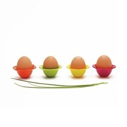 Zak Designs Flower - Set di 2 portauova, Colore: Verde Kiwi, Giallo, Corallo, Bacca [W]