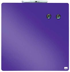 Nobo Mini Lavagna Magnetica Quadrata Montabile su Parete / Frigorifero, per Casa / Ufficio, Pennarello, Magneti e Kit di Montaggio Inclusi, Cancellabile a Secco, Senza Cornice, 360 x 360 mm, Viola