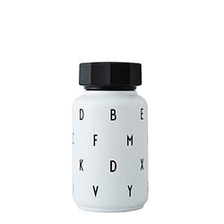 Design Letters Thermo/thermosfles met rietje voor kinderen (wit) - BPA-vrij dubbelwandig vacuüm, roestvrij staal, Scandinavisch design, ideaal voor onderweg, 330 ml, lekvrij, licht, 204 g.