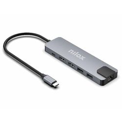 Hub USB Nilox NXDSUSBC08 Gris - Marque : Nilox - EAN : 8431775035508