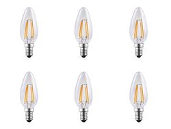 Electraline 92279 lampadina a candela LED filamento basso consumo 4W=40W luce calda attacco piccolo E14, 6 pezzi