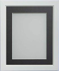 Frame Company Ainsworth Range White 12x10 inch Picture Photo Frame with Grey Mount for Image 8x6 inch * Choice of Sizes* Fitted with Real Glass