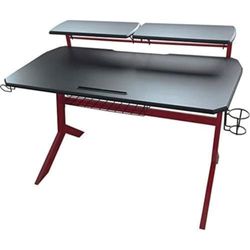 GAMING DESK LC-POWER BLACK/RED CARBON METAL FRAME RED, 92,5 x 130 x 70,