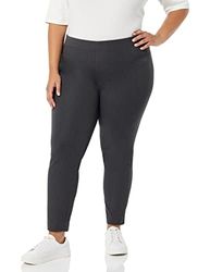 Amazon Essentials Pantalones tobillero con Cierre Lateral bielástico y Corte Entallado Mujer, Carbón Mezcla, 48