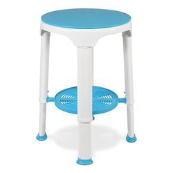 Aidapt Round Shower Stool with Rotating Seat and Storage Shelf.Non-slip Feet,Lightweight Plastic,Compact Space Saver,Height Adjustable,Elderly,Disabled,Pregnancy,Easy Assembly No Tools Required