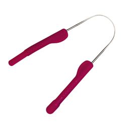 JiBee Tongue Cleaner, Scraper by MyMouth - Stainless Steel with Silicone Handle - Fight Bad Breath (Cerise)