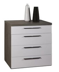Composad Cajonera de la línea Momenti con 4 cajones, cómoda para Dormitorio, Moderno y Elegante, 45 x 81 x 82 cm, Color Roble Sonoma y Blanco Lacado, Fabricado en Italia