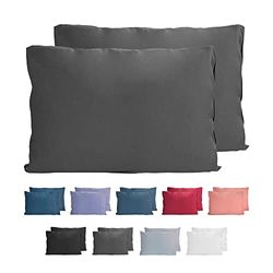 Komfortec Juego de 2 Fundas de Almohada de 100% algodón, 40 x 60 cm, Punto Supersuave, Funda de Almohada de 150 g/m², Color Antracita
