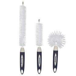 Beldray LA030117FEU7 Deep Clean 3-Piece Bottle Brush Set – Dish Brushes with Non-Scratch Bristles, Includes Wide, Long and Short Bottle Brushes, Flexible Heads for Precision Cleaning, Hanging Hooks