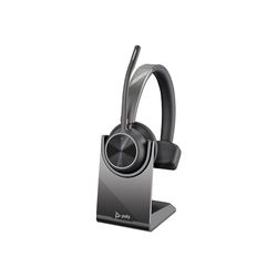 Poly - Voyager 4310 UC Wireless Headset + Charge Stand (Plantronics) - Single-Ear Headset w/ Mic - Connect to PC/Mac via USB-C Bluetooth Adapter, Cell Phone via Bluetooth -Works with Teams, Zoom &More