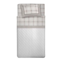 PENSIERI DELICATI Set med 1 mellanstor säng, flanell 100% varm och mjuk bomull, set med lakan 120 x 200 cm, inkluderar underlakan, över och 1 örngott, tillverkat i Italien, Turin Beige