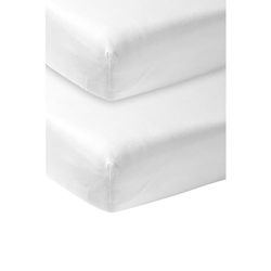 Lote de 2 lençóis ajustáveis Meyco Baby Uni para o berço (100 % algodão, ajuste graças ao cordão elástico ao redor, respirável, dimensões: 60 x 120 cm), branco