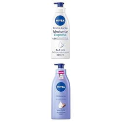 KIT: Nivea Crema Corpo Idratante Express, Assorbimento Extra Rapido, 500 ml + Nivea Crema Corpo Vellutante 500ml, Irresistibile morbidezza per pelle secca