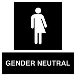 Non-gender specific in black panel Sign - 600x600mm - S60