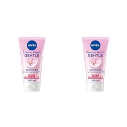 NIVEA Gentle Face Cream Wash (150ml), Face Cleanser with Almond Oil and Hydramine Gently Cleanses for Smooth, Healthy Skin, Face Wash for Dry and Sensitive Skin (Pack of 2)