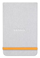 RHODIA 194374C - Hard Notebook Webnotepad Silver - A5 - Lined - 192 Detachable Pages - Clairefontaine Ivory Paper 90 g/m - Bookmark, Elastic Closure - Faux Leather Cover - Rhodiarama