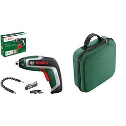 Bosch Visseuse sans fil compacte IXO Flexi Set (7ème génération ; 3,6V ; 2,0Ah ; avec extension flexible et câble micro USB ; pliable à 180° ; 10 embouts) + Bosch Boîte de rangement pour outils