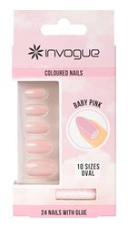 Invogue Coloured Oval Nails - Baby Pink (24 Pieces)