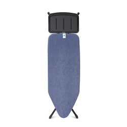 Brabantia Verstelbare Werkhoogte Opvouwbaar Frame, Koordbinder, Transportvergrendeling, Kinderslot, Anti-slip, Solide Stoomunithouder, Denim Blue, Strijkplank C (124 x 45 cm)