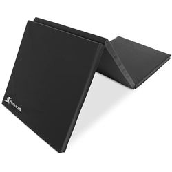 ProsourceFit Tri-Fold opvouwbare dikke oefenmat 15,5 cm x 2 cm met handgrepen voor MMA, gymnastiek core workouts, zwart
