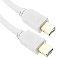 BeMatik Cabo Mini Displayport MiniDP 1080p FullHD para áudio e vídeo digital de 1 m, branco