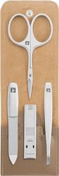 ZWILLING Estojo de manicure e pedicure, 4 peças, couro de vaca, com fecho de correr, premium, topo