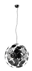 Trio Leuchten suspension Discalgo, métal noir mat, verre chromé vaporisé, sauf 6x E14
