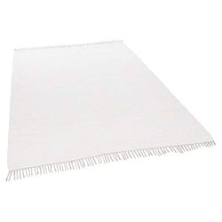 Theko Tappeto Dhurry in 100% cotone, tessuto piatto Happy Cotton | tessuto a mano | colore: bianco | 90 x 160 cm