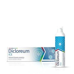 Dicloreum Ice Schiuma Frizzante Cosmetica per il Trattamento di Contusioni, Affaticamento Muscolare e Lievi Traumi, con Arnica, Artiglio del Diavolo, Escina, Bromelina, Boswellia e Mentolo, 150 Ml