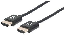 Manhattan HDMI-kabel Ethernet-stekker/stekker ultra dun 0,5 m zwart