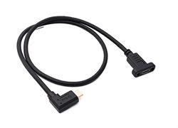 System-S Câble USB 3.1-60 cm - Type C mâle vers Femelle - Adaptateur coudé - Noir