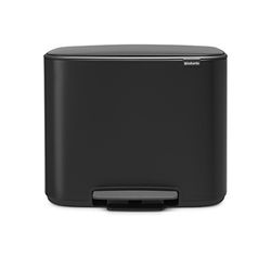 Brabantia Bo Pedal Bin Cubo de basura 36 litros, Acero Inoxidable, Negro mate, 54x36,4x44 cm