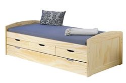 Letto Matrimoniale Herten, Sommier per Camera da Letto, Giroletto per Stanza, Struttura Porta Materasso, 98x205 h63 cm, Rovere