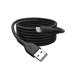 DIGITUS Câble de charge - USB A vers Lightning - 2 m - 480 Mbit/s câble USB 12 W 2.4 A - gaine flexible en silicone avec protection contre les pliures - certifié MFI pour les appareils Apple - noir