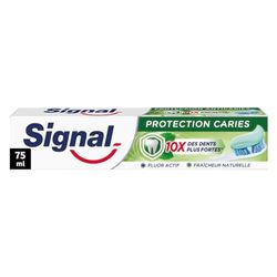 SIGNAL - Dentifricio Protezione Caries Freschezza naturale - Denti 10 x più forti - Freschezza naturale - 95% di ingredienti di origine naturale - 75 ml