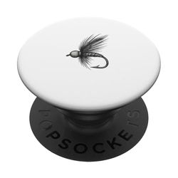 Señuelo de pesca con mosca vintage detallado arte monocromático PopSockets PopGrip Adhesivo
