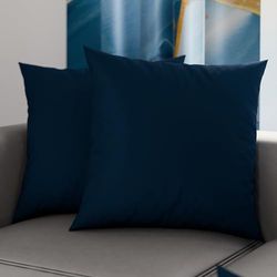 PETTI Artigiani Italiani - Par de Fundas de Almohada 60x60 cm, Pareja de Funda de Cojín Lisas Azul Noche, 100% Microfibra Hipoalergénica, Made in Italy