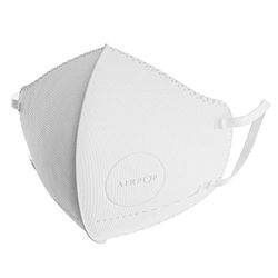AIRPOP Masque Facial Lavable Réutilisable pour Enfants 2 PK, Revêtements Faciaux à 4 Couches, Coupe Profilée, Conception Légère, Masques Faciaux Enfants pour un Usage répété, 2 Pk, Blanc