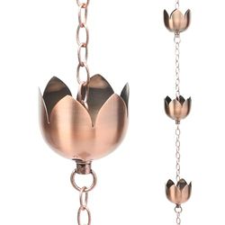 taman Chaîne de Pluie en cuivre pour gouttière, 1,6 m - pour gouttière, gouttière, gouttière, dérivation d'eau, 8 Tasses, Or Rose