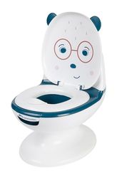 Bebeconfort mini-toilet, Baby potje voor zindelijkheidstraining, 1-4 jaar, 0-20 kg, Levensecht met spatschild, Echt spoelgeluid, Uitneembare pot, Eenvoudig te reinigen, Rubberen voet, Beer Blauw