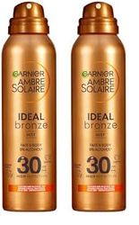 Garnier Ambre Solaire Ideal Bronze Tanning Mist, For Face & Body, Invisible on All Skin Tones, Quick Dry - Water Resistant, 0% Alcohol, High UV Protection SPF30 (150ml) (Pack of 2)