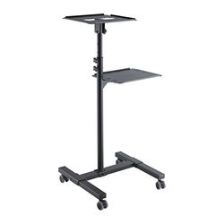 PureMounts Carrinho de projeção inclinável / mesa de projeção para projetores e projetores, ajustável de forma flexível (950 mm a 1450 mm), rodas bloqueáveis, capacidade de carga de 10 kg, cor preta