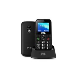 SPC Fortune 2 4G - Telefono cellulare 4G per anziani, pulsante SOS, campanello molto alto (102dB), configurazione remota, tasti grandi, campanello e notifiche intelligenti e senza caricabatterie, nero