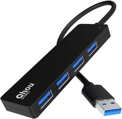 USB-hub, ultraslim USB 3.0 Hub USB 4 poorten compatibel met MacBook, Mac Pro, Mac Mini, iMac, Surface Pro, XPS, PC, Flash Drive, Mobile HDD