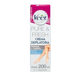 Veet Haarverwijderingscrème voor dames met aloë vera en vitamine E, gevoelige huid, 200 ml (106180)