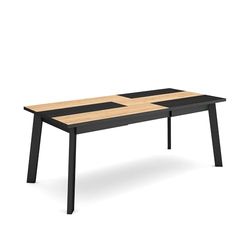 Skraut Home | Table à Manger | Meuble Salle à Manger | 200 | pour 10 Personnes | Pieds en Bois | Style Moderne | Chêne et Noir